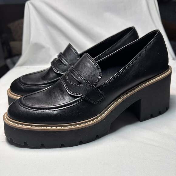 Dolce Vita Shoes - Dolce‎ Vita Halona Lug-Sole Black Leather Platform Loafers